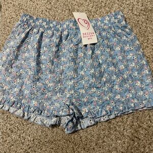 Design History Blue and Pink Floral Ruffle Shorts